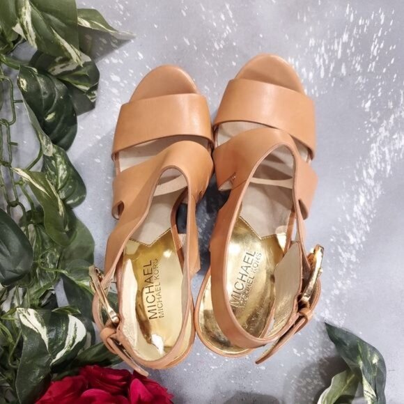 Michael Kor Nude Wedge Sandal.Strappy Leather - Picture 8 of 9